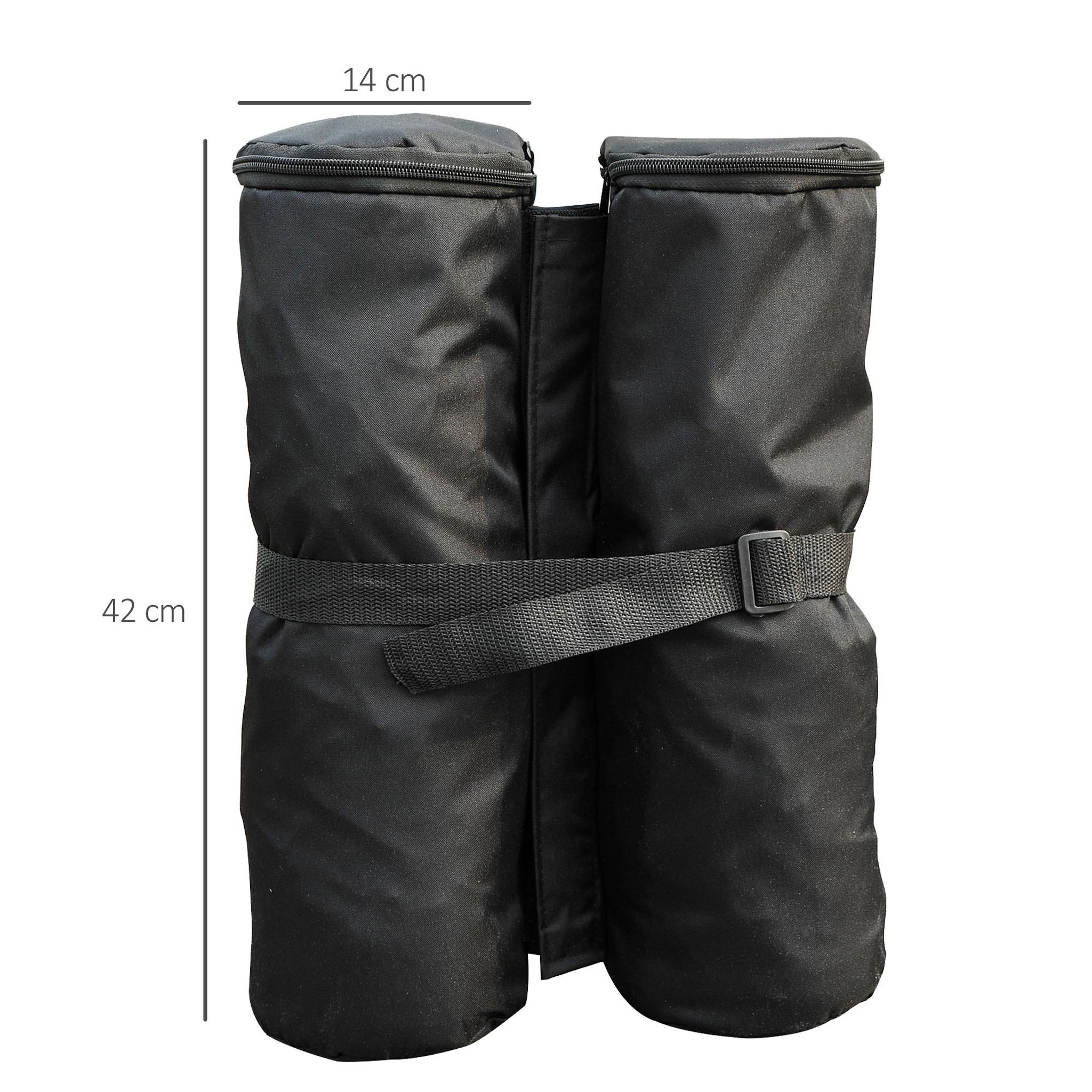 Voir la diapositive 3 : HOMCOM Lot 4 sacs de lestage de fixation pour tonnelle parasol pavillon volume max. 15kg noir