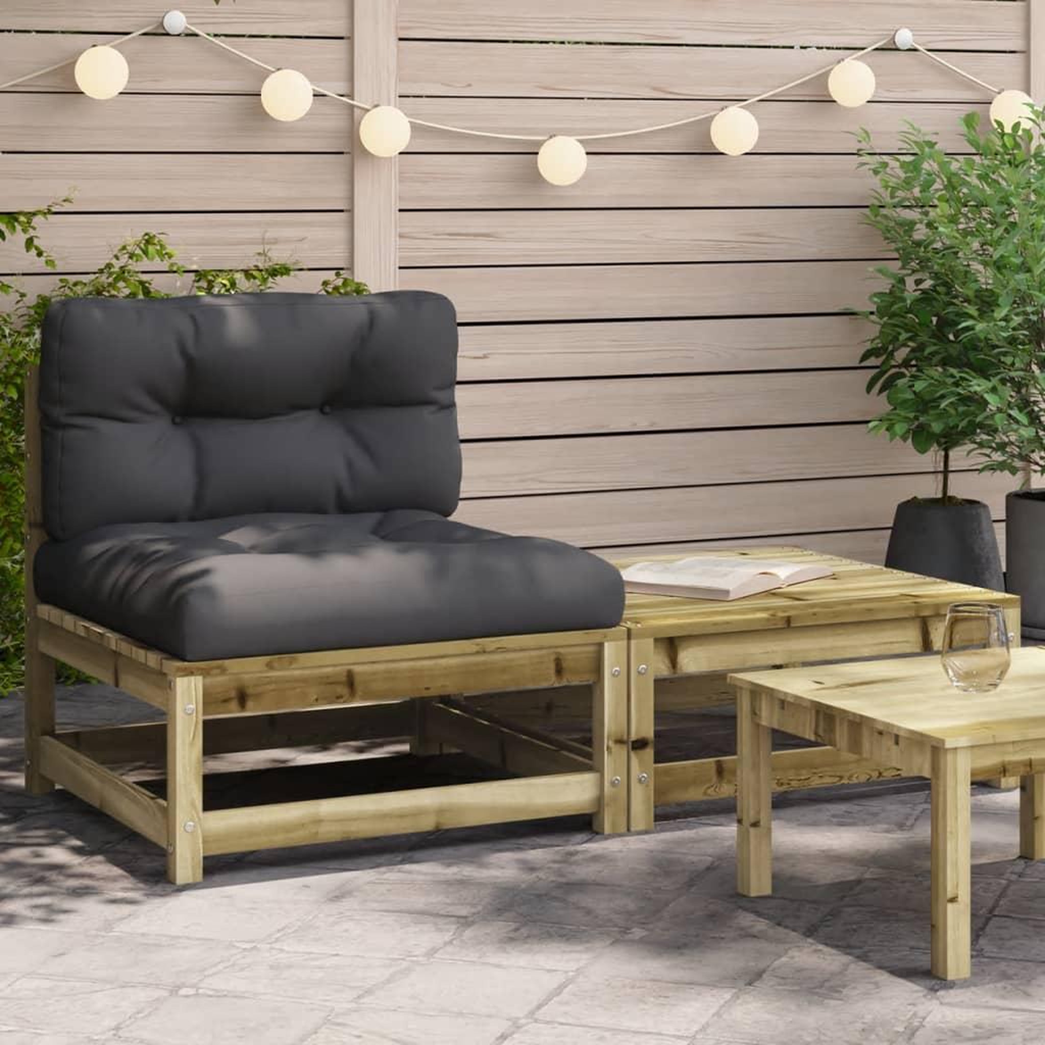 VIDAXL Canape de jardin sans accoudoirs avec coussins et repose-pieds