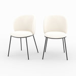 MAISON PAVANE Lot de 2 chaises en tissu doux blanc, pieds métal noir-Bulle
