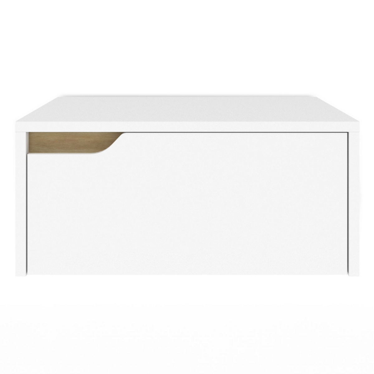 ID MARKET Lot de 2 tables de chevet murales HELSINKI scandinaves 1 tiroir étagère suspendue blanc