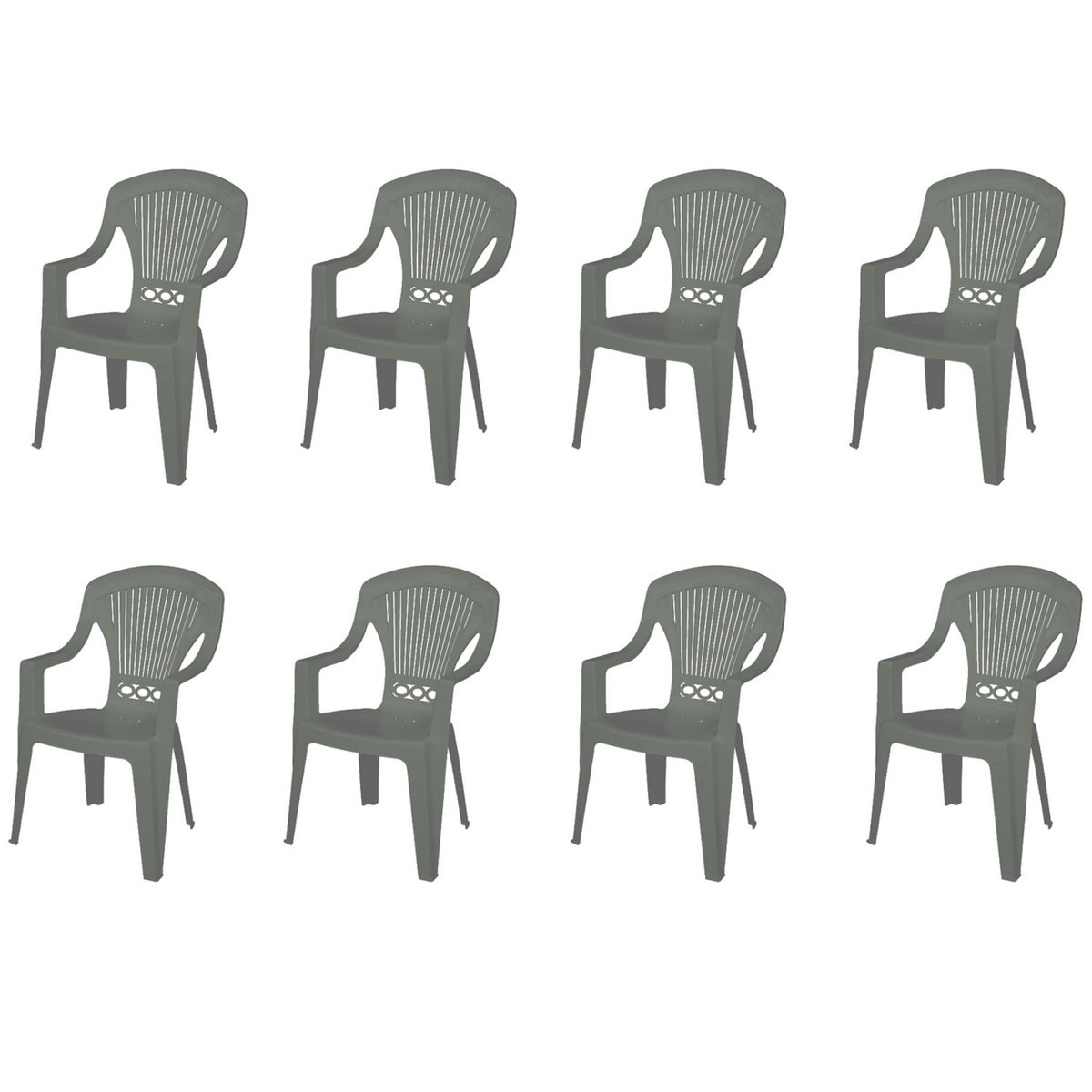 Lot de 8 fauteuils de jardin - Résine - Taupe - STRESA