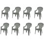 Lot de 8 fauteuils de jardin - Résine - Taupe - STRESA