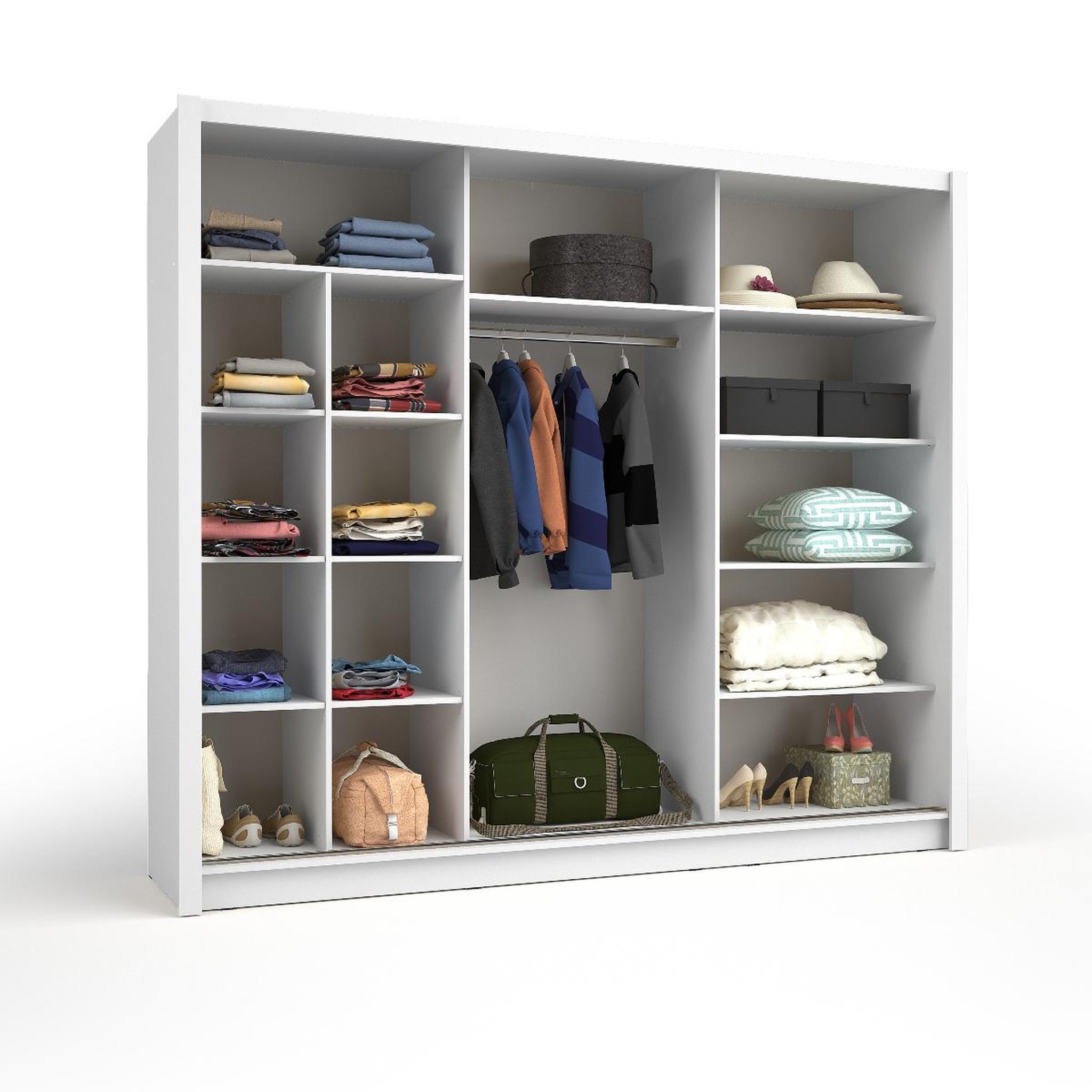 Voir la diapositive 3 : JLC KREATION Armoire moderne blanche 3 portes coulissantes 245cm ulric