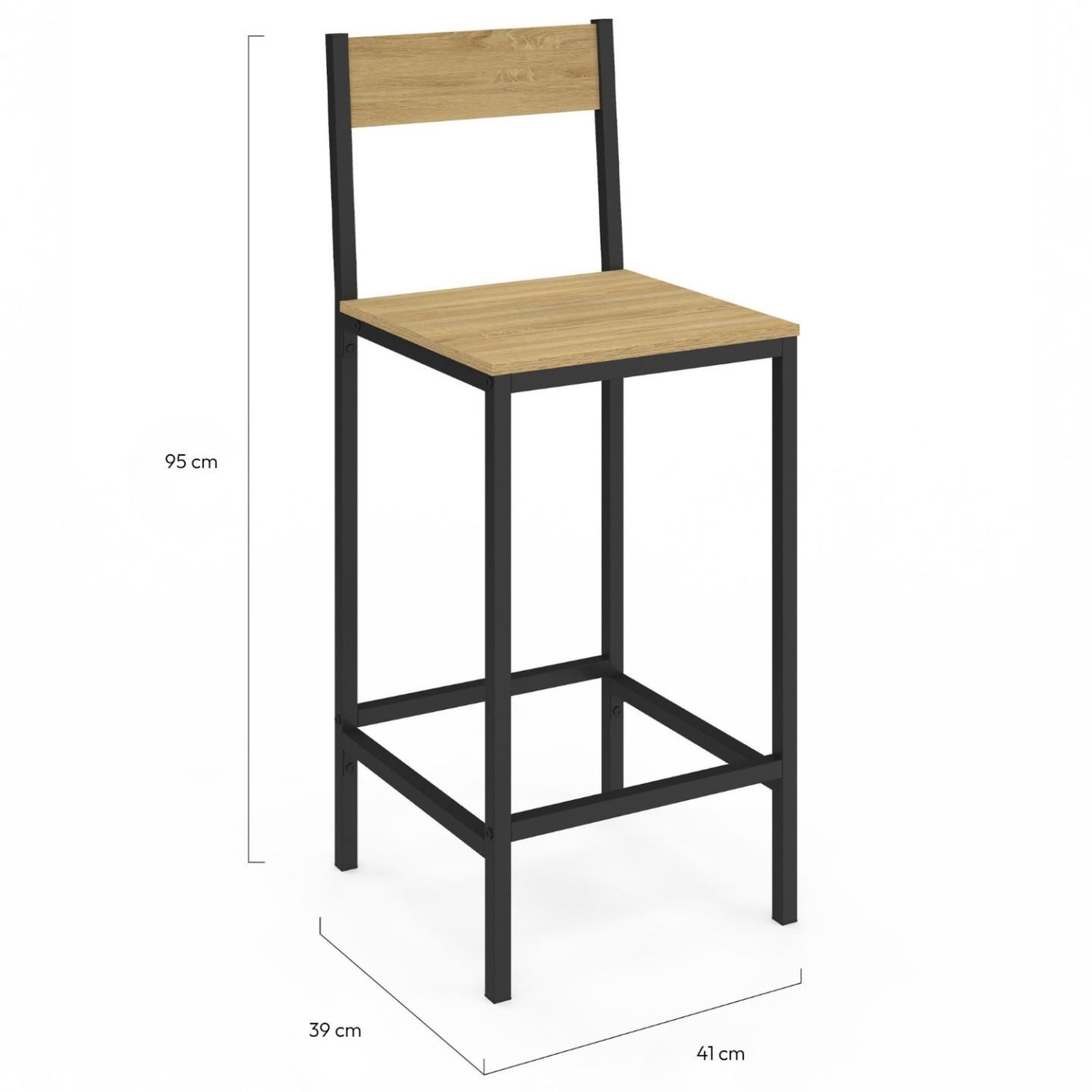 Voir la diapositive 5 : ID MARKET Lot de 2 tabourets de bar detroit avec dossier chaise de cuisine design industriel