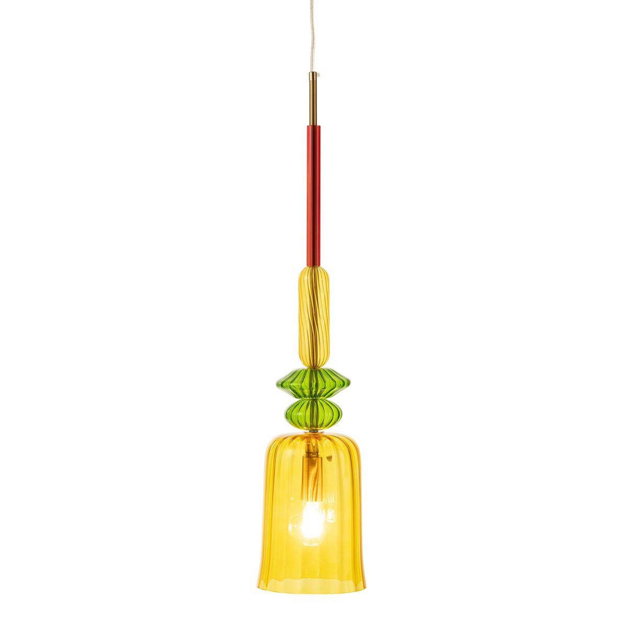 Voir la diapositive 2 : J-LINE Lampe suspension en verre  zoe  160cm jaune