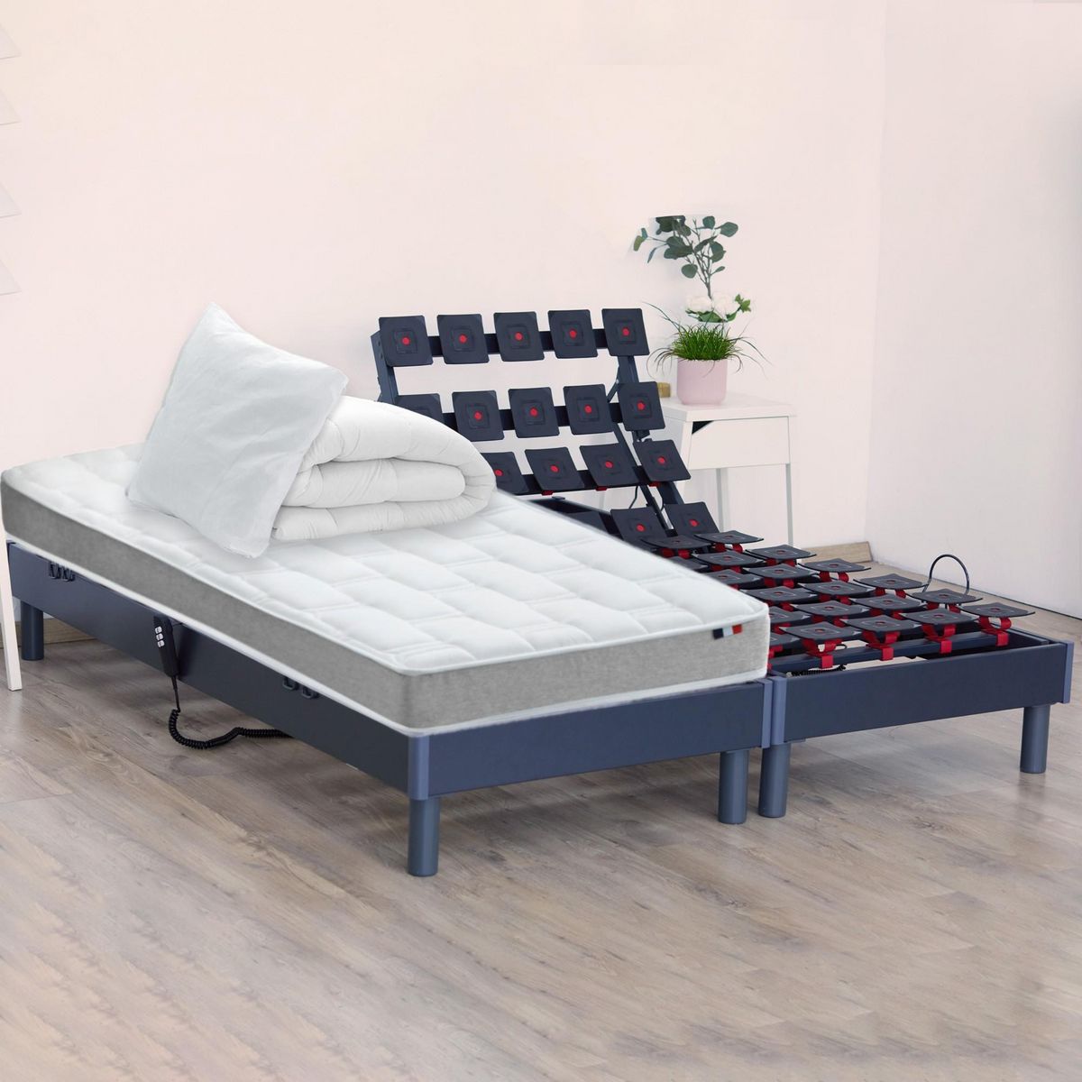 IDLITERIE Ensemble relaxation mémoire de forme + couette + oreillers + sommier - FABRICATION France