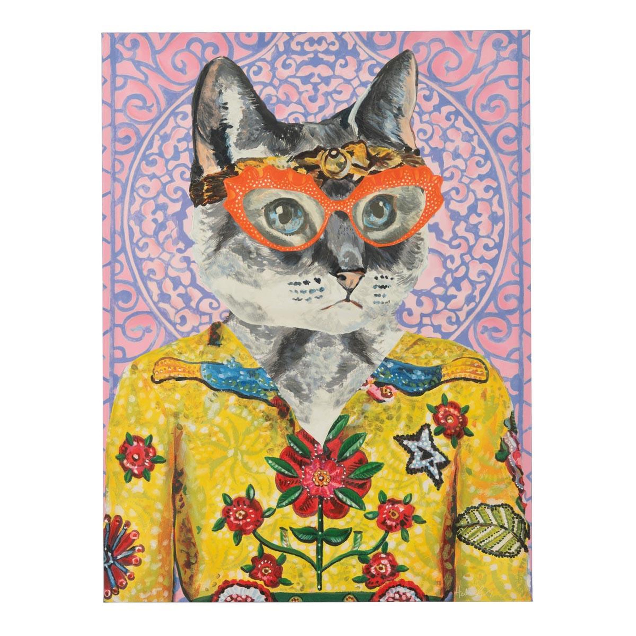 J-LINE Toile déco chat  popart  75x100cm multicolore