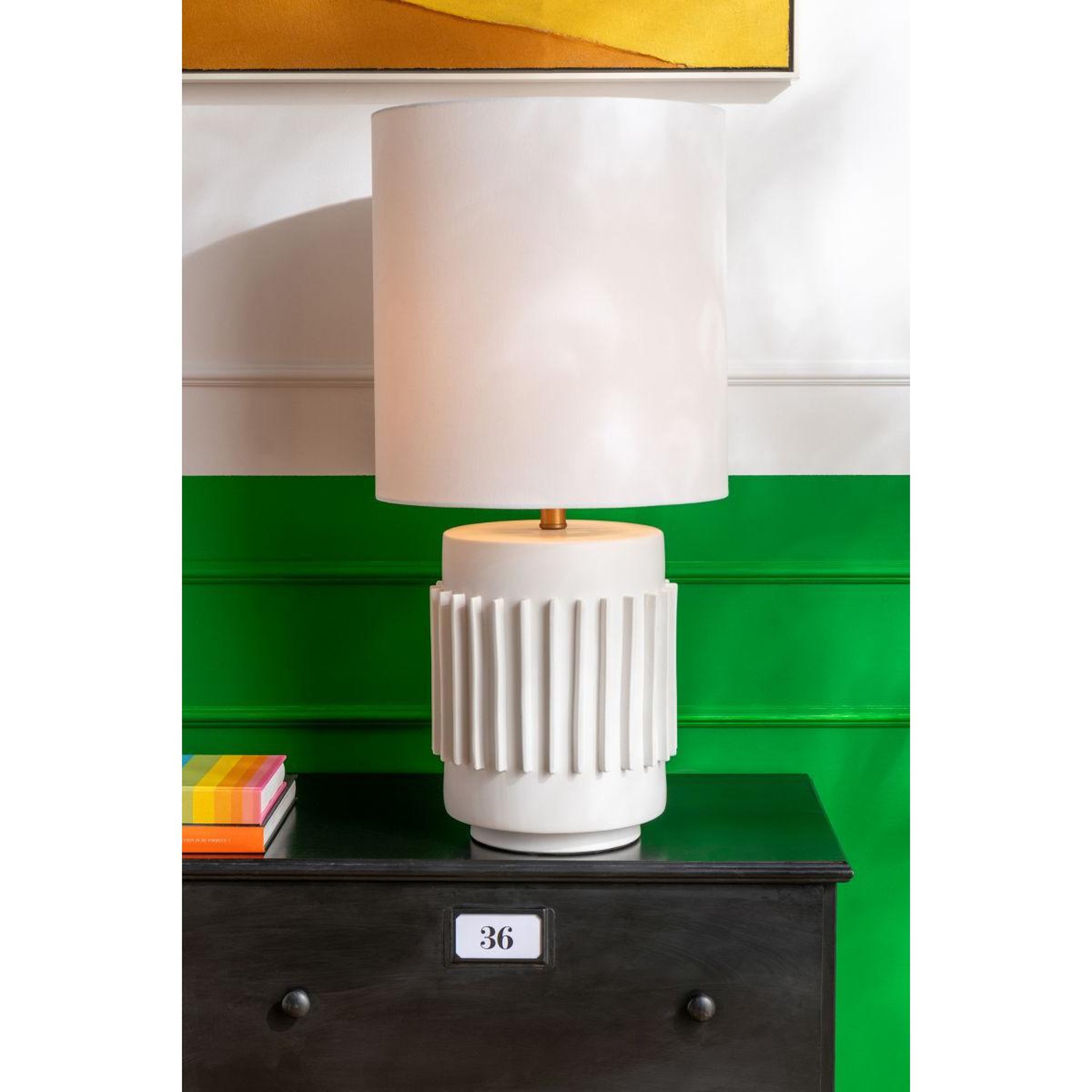 Voir la diapositive 5 : J-LINE Lampe à poser en céramique  latas  71cm blanc
