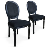 Paris Prix Lot de 2 Chaises Médaillon Velours  Versailles  96cm Noir