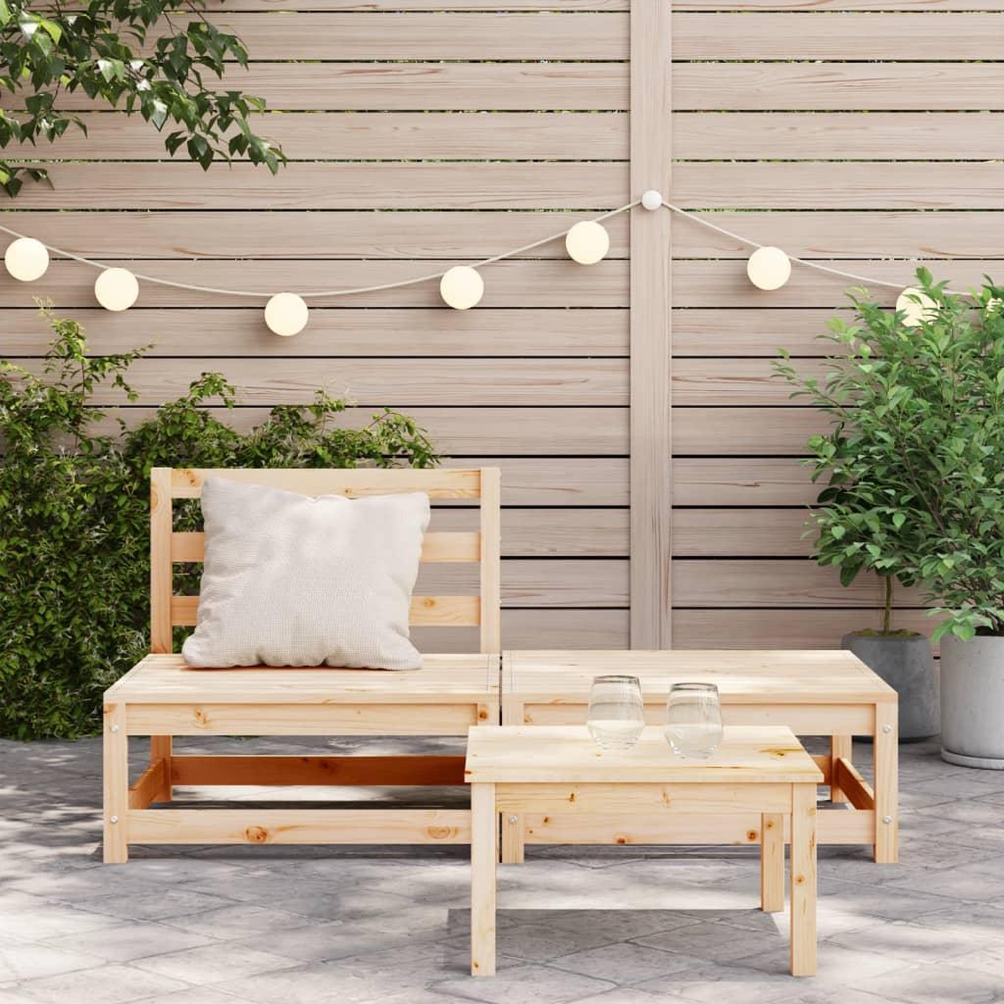 Voir la diapositive 3 : VIDAXL Canape de jardin sans accoudoirs repose-pieds bois pin massif
