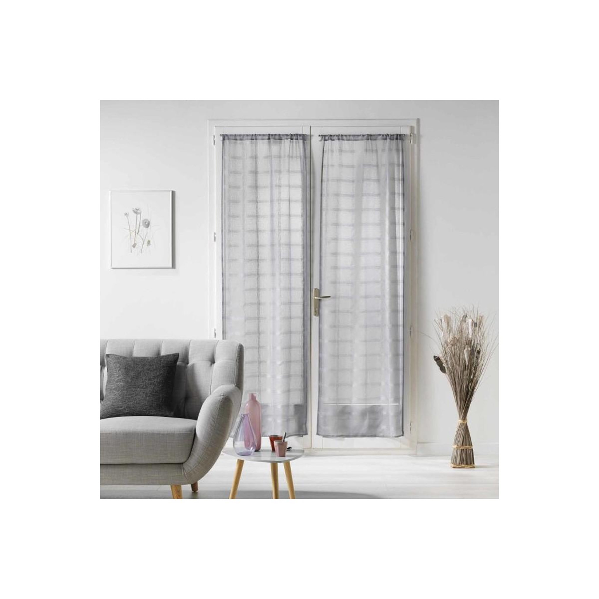 Douceur d'Intérieur Paire de voilages passe-tringle  candide  70x200cm gris