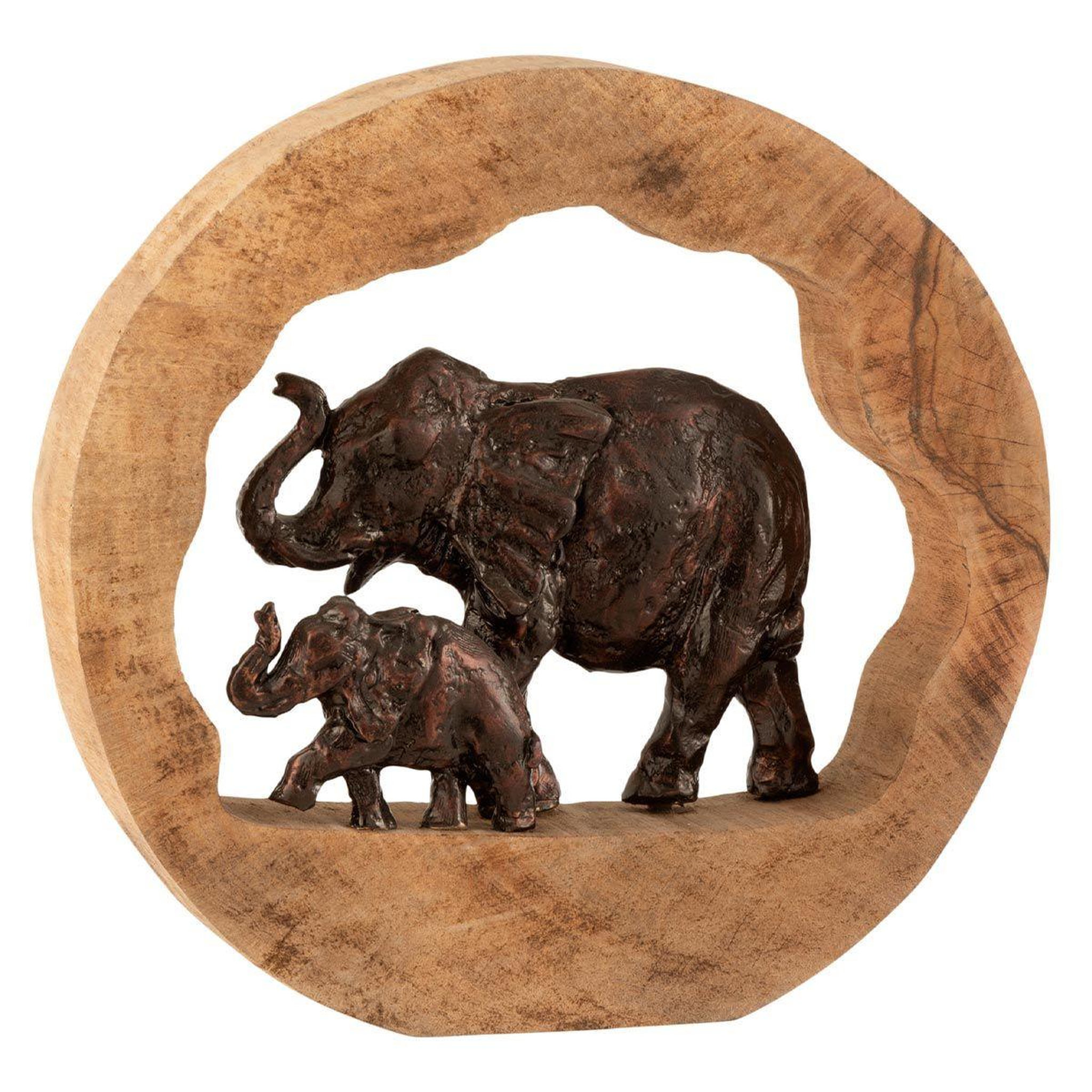 J-LINE Éléphant avec enfant déco  kenya  37cm bronze