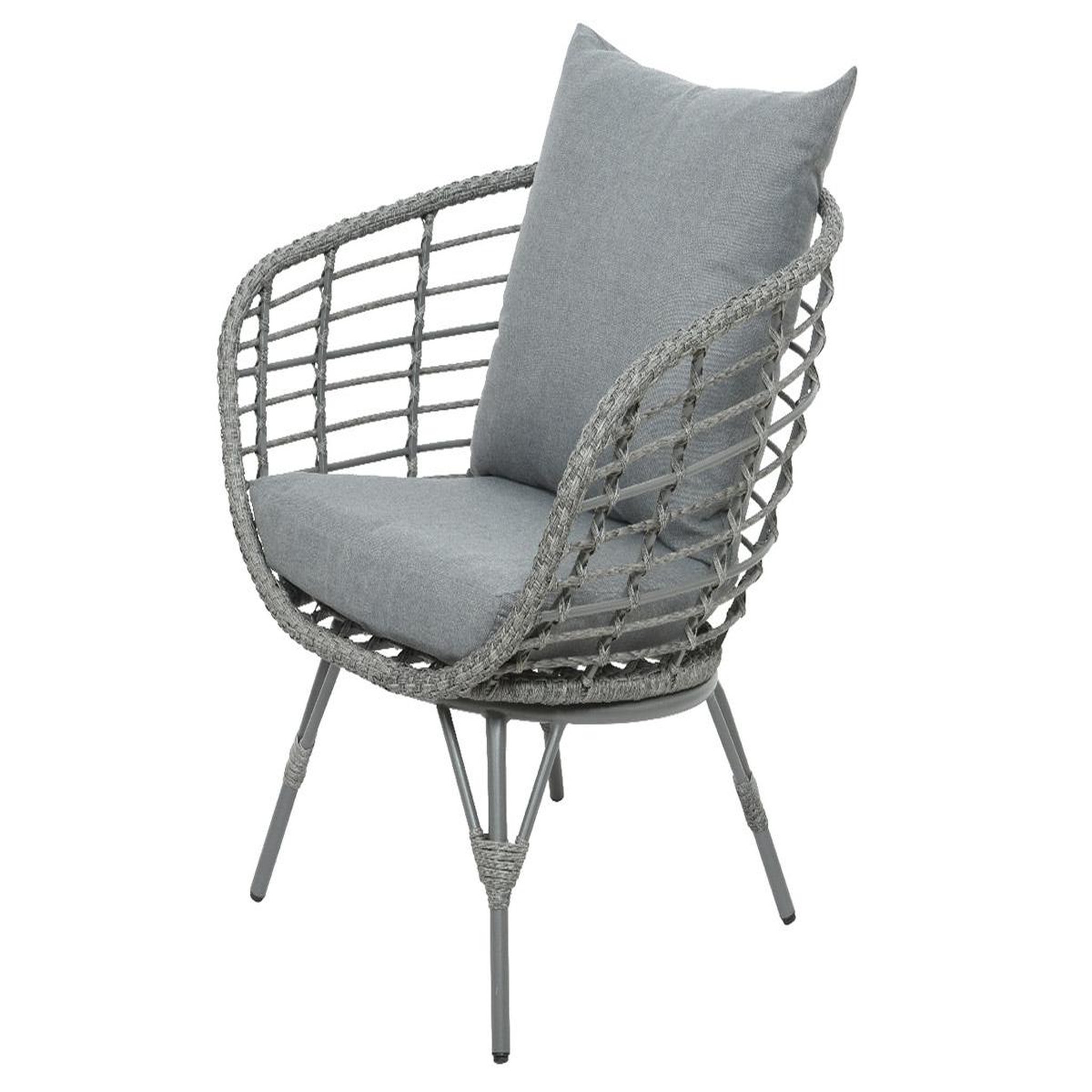 Voir la diapositive 5 : JARDIDECO Salon de jardin en résine tressée gris evora avec table basse - 4 places