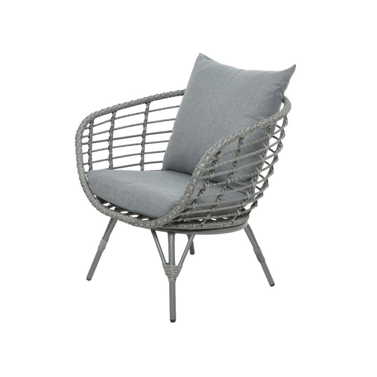 JARDIDECO Salon de jardin en résine tressée gris Evora avec table basse - 4 places