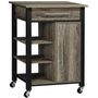 Voir la diapositive 1 : HOMCOM HOMCOM Chariot desserte de cuisine à roulettes avec tiroir - dim. 60 x 50 x 84,5 cm - noir et imitation bois