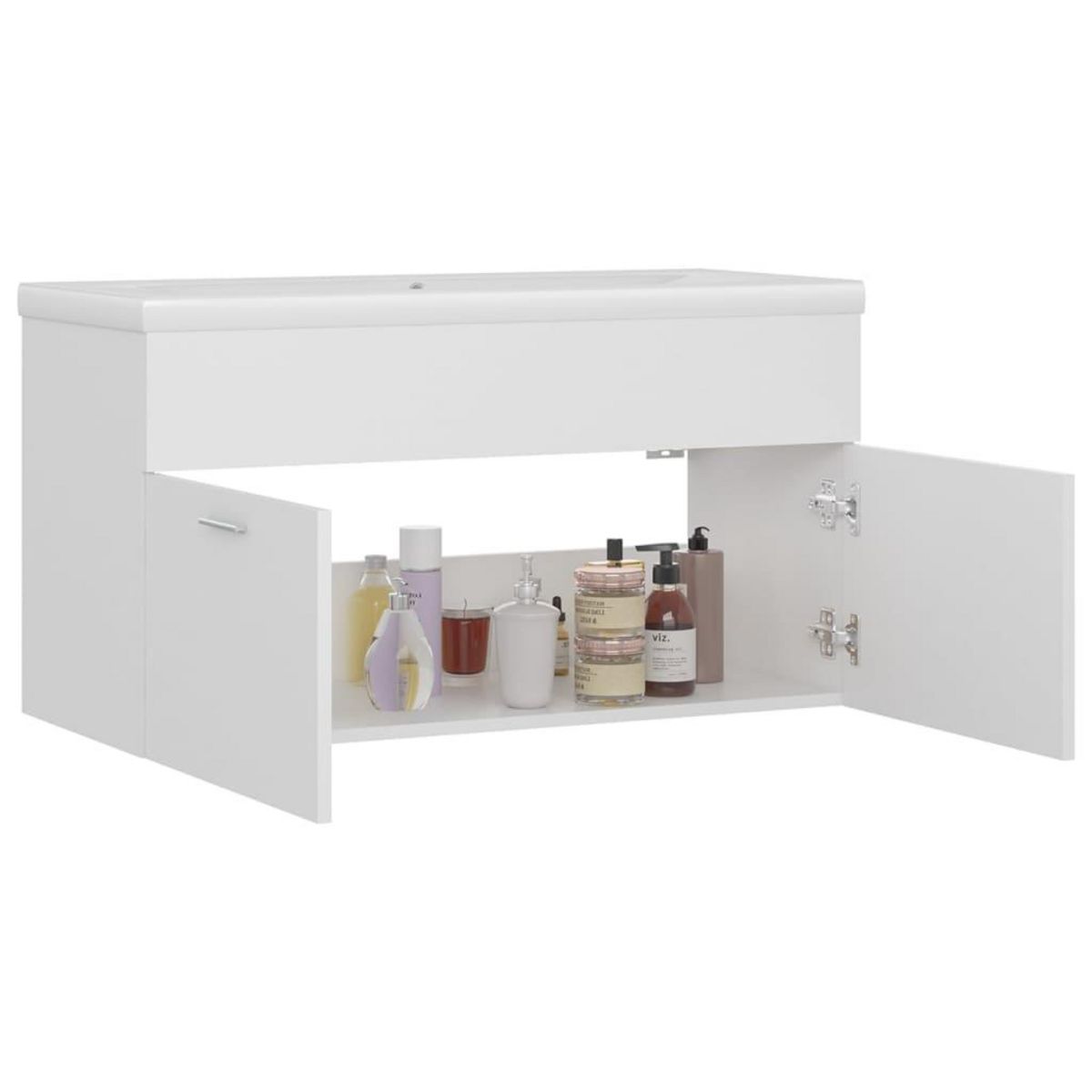 VIDAXL Armoire d'evier avec lavabo integre Blanc Bois d'ingenierie