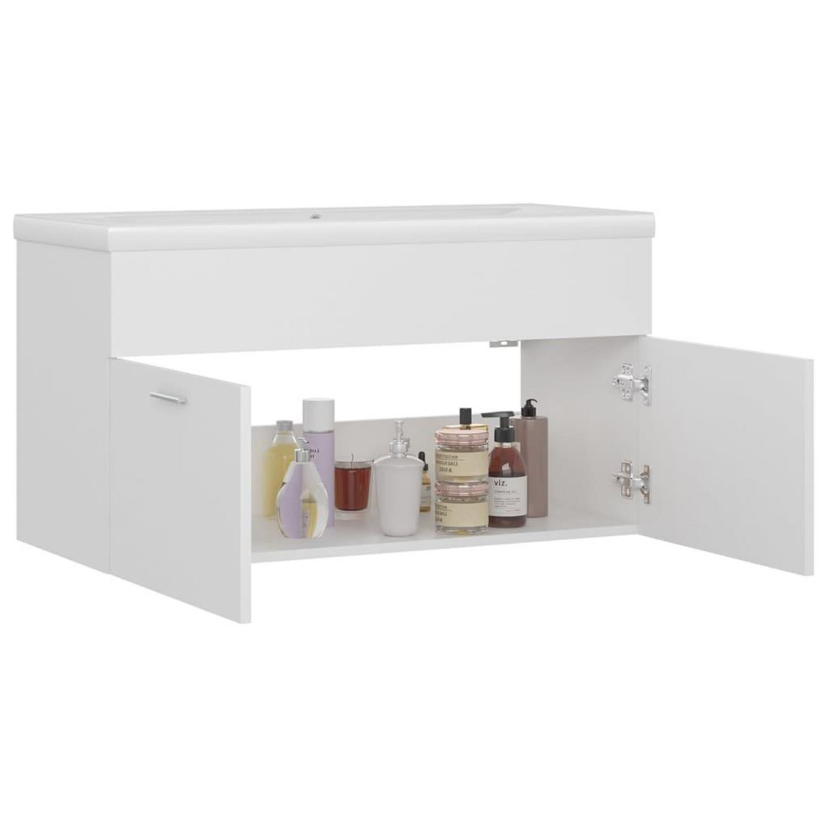 VIDAXL Armoire d'evier avec lavabo integre Blanc Bois d'ingenierie