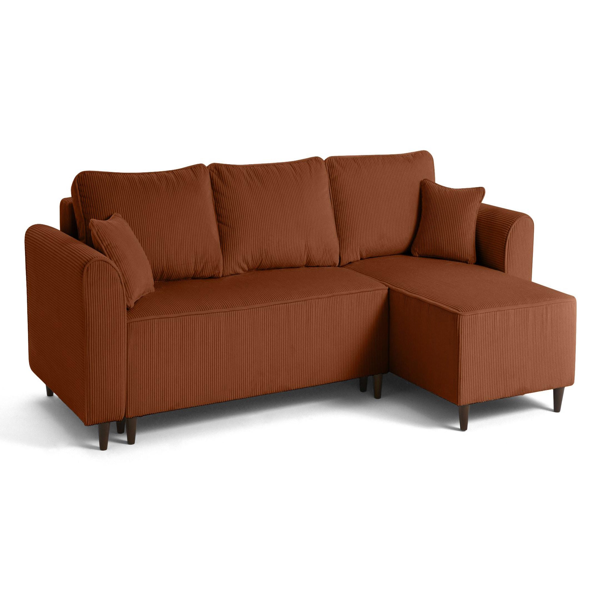 Voir la diapositive 2 : BEST MOBILIER Saphir - canapé d'angle réversible 4 places - convertible avec coffre - en velours côtelé