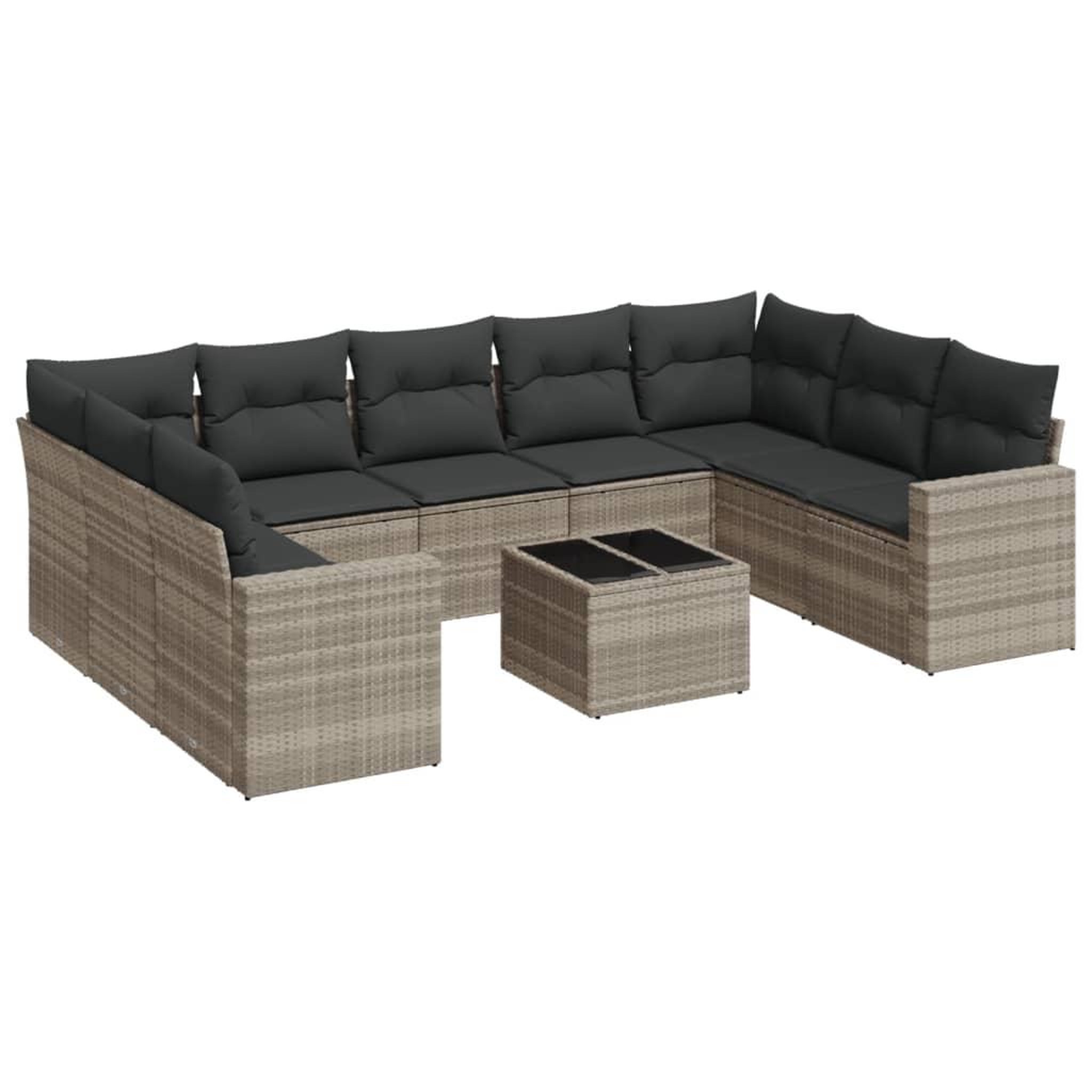 Voir la diapositive 2 : VIDAXL Salon de jardin avec coussins 10 pcs gris clair resine tressee