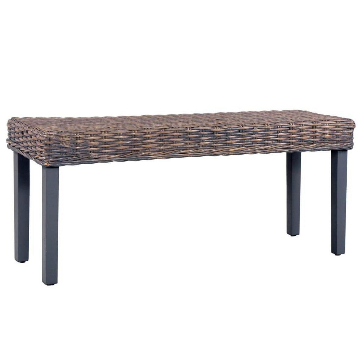 VIDAXL Banc 110 cm Gris Rotin naturel kubu et bois de manguier massif