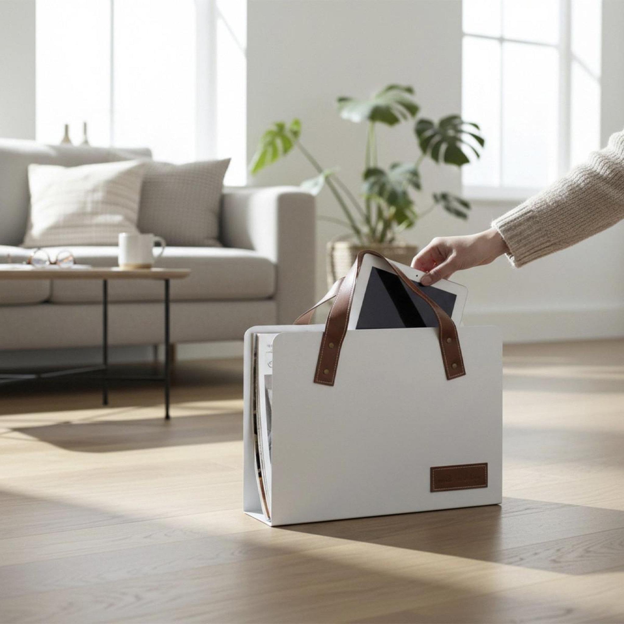 Voir la diapositive 2 : Paris Prix Porte-revues design  bag  38cm blanc