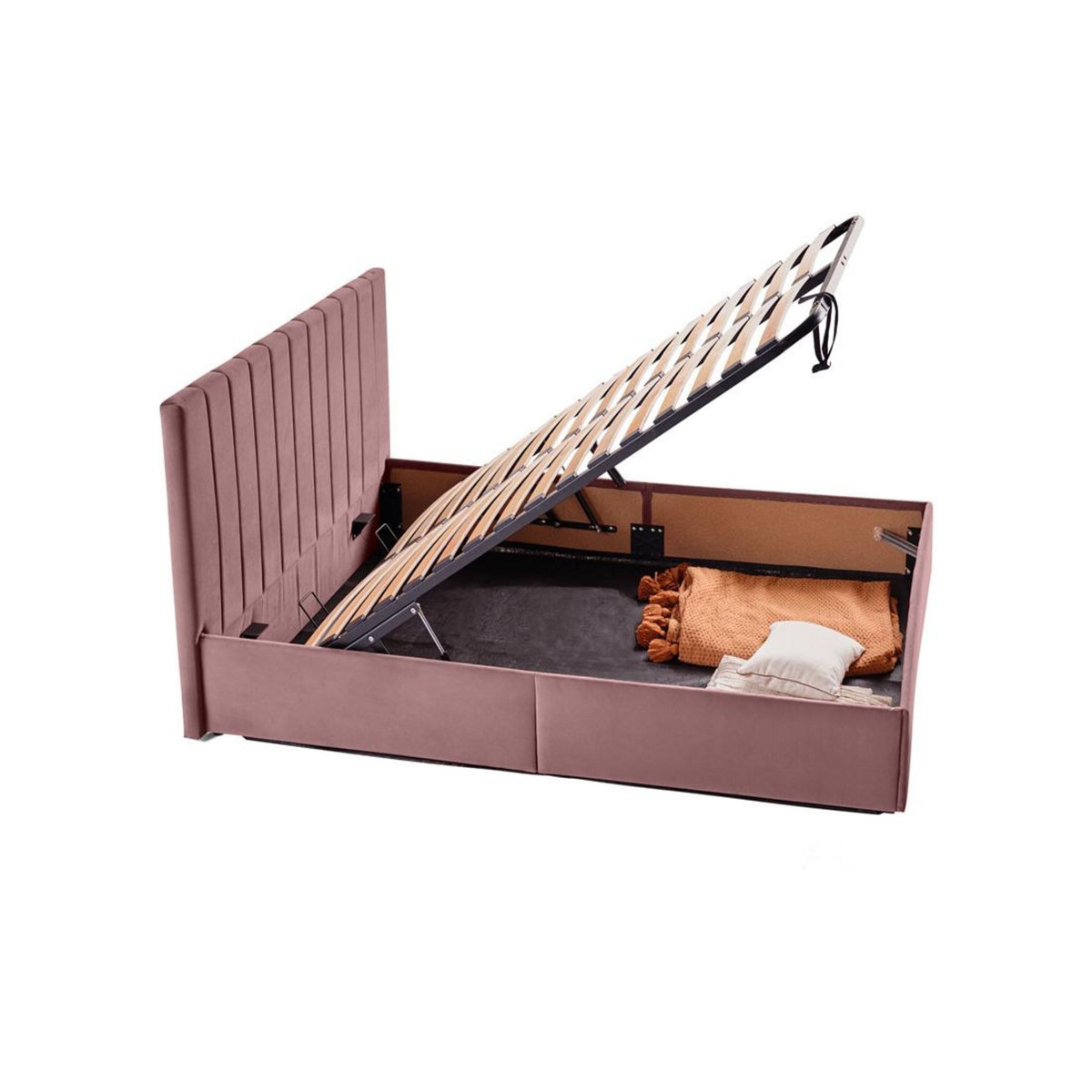 BEST MOBILIER Klimt - lit coffre - 160x200 - en velours - sommier inclus