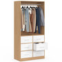 Voir la diapositive 1 : ID MARKET Dressing penderie L. 80 cm UPPAH avec 6 tiroirs bois façon hêtre et blanc