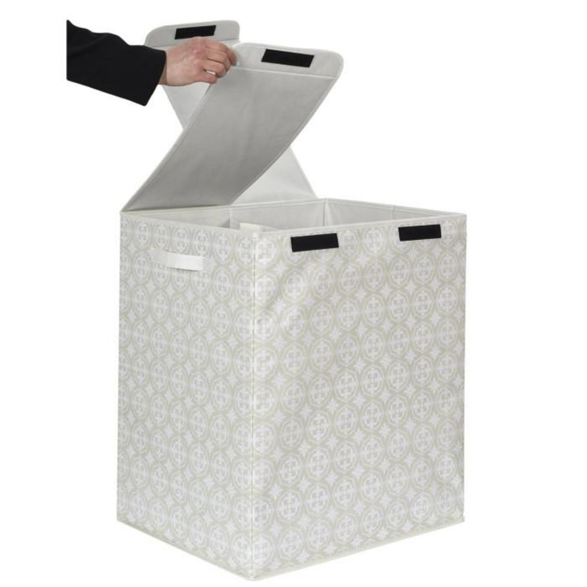 Paris Prix Panier à Linge Double  Ma Petite Buanderie  57cm Beige