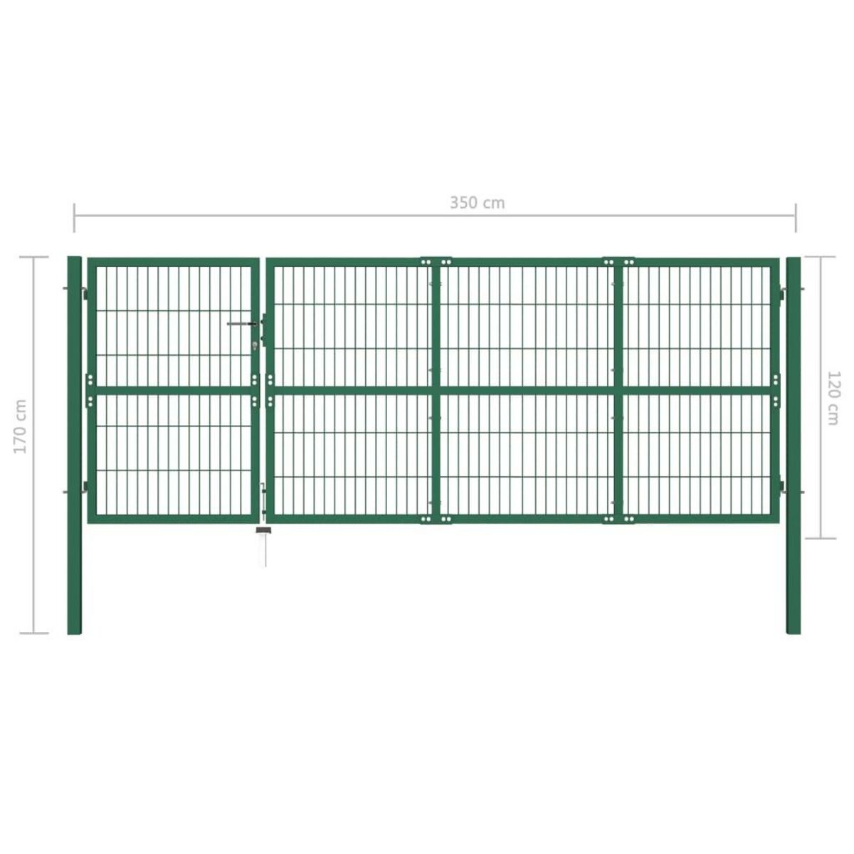 VIDAXL Portail de cloture de jardin avec poteaux 350x120 cm Acier Vert