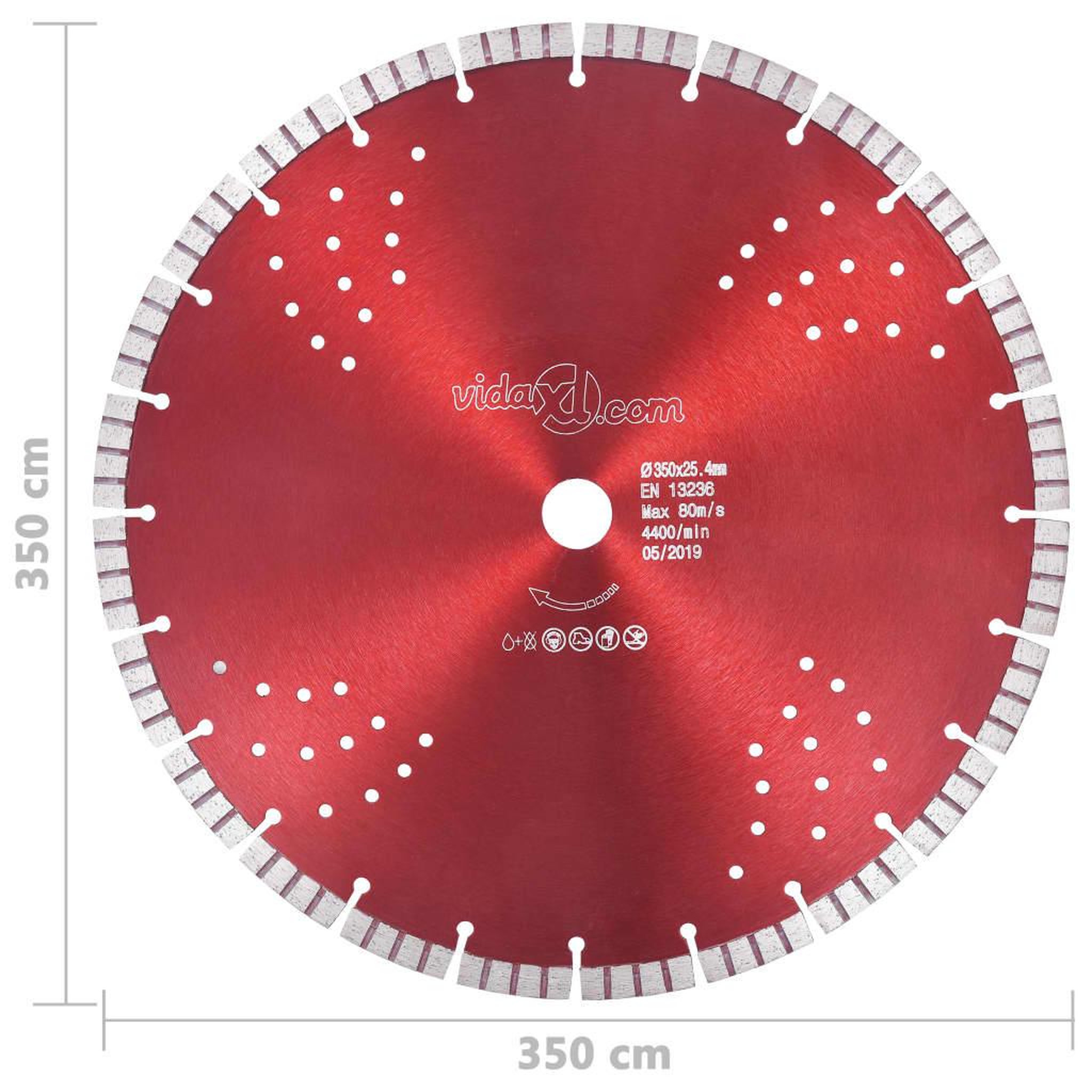Voir la diapositive 5 : VIDAXL Disque de coupe diamante avec turbo et trous Acier 350 mm