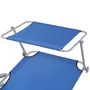 VIDAXL Chaise longue avec auvent Acier Bleu