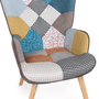 Voir la diapositive 6 : ID MARKET Fauteuil scandinave IVAR avec repose pieds en tissu patchwork multicouleurs