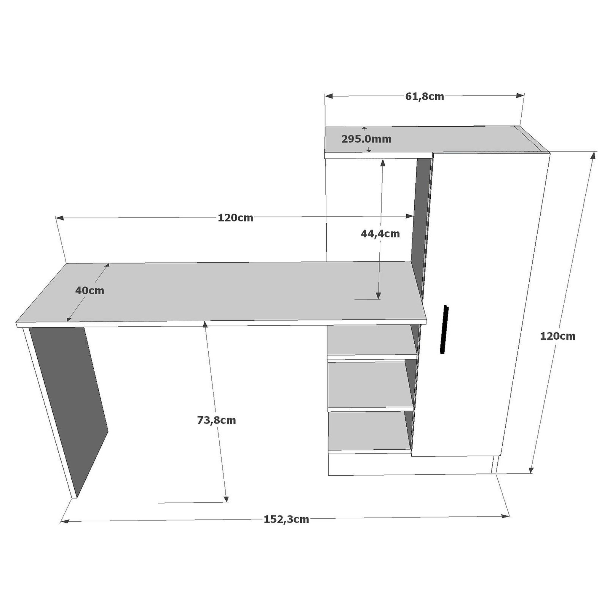 Habitat et Jardin Bureau en bois  ct2  - 152 x 40 x 120 cm - pin atlantique blanc