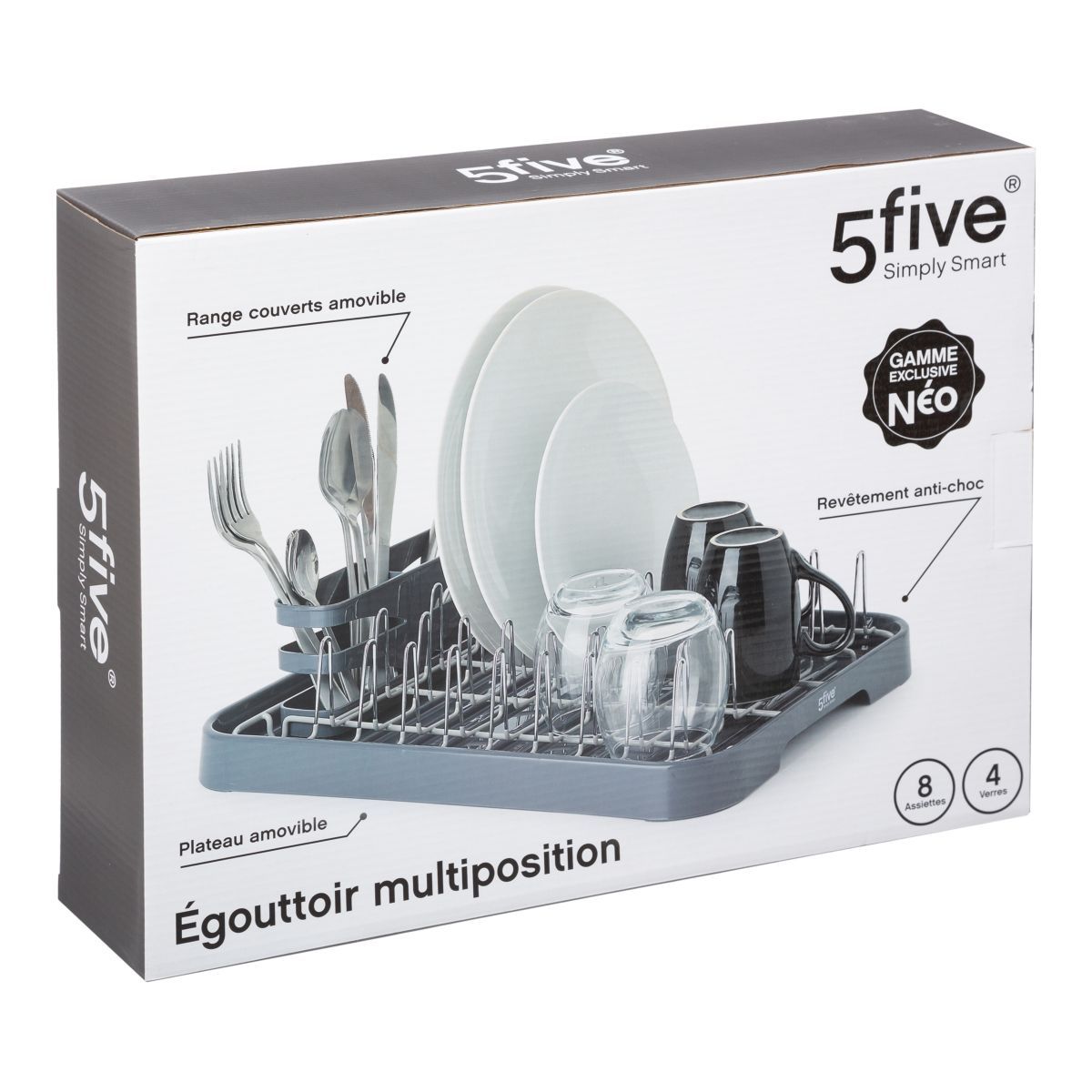 5 FIVE SIMPLY Egouttoir et plateau neo noir