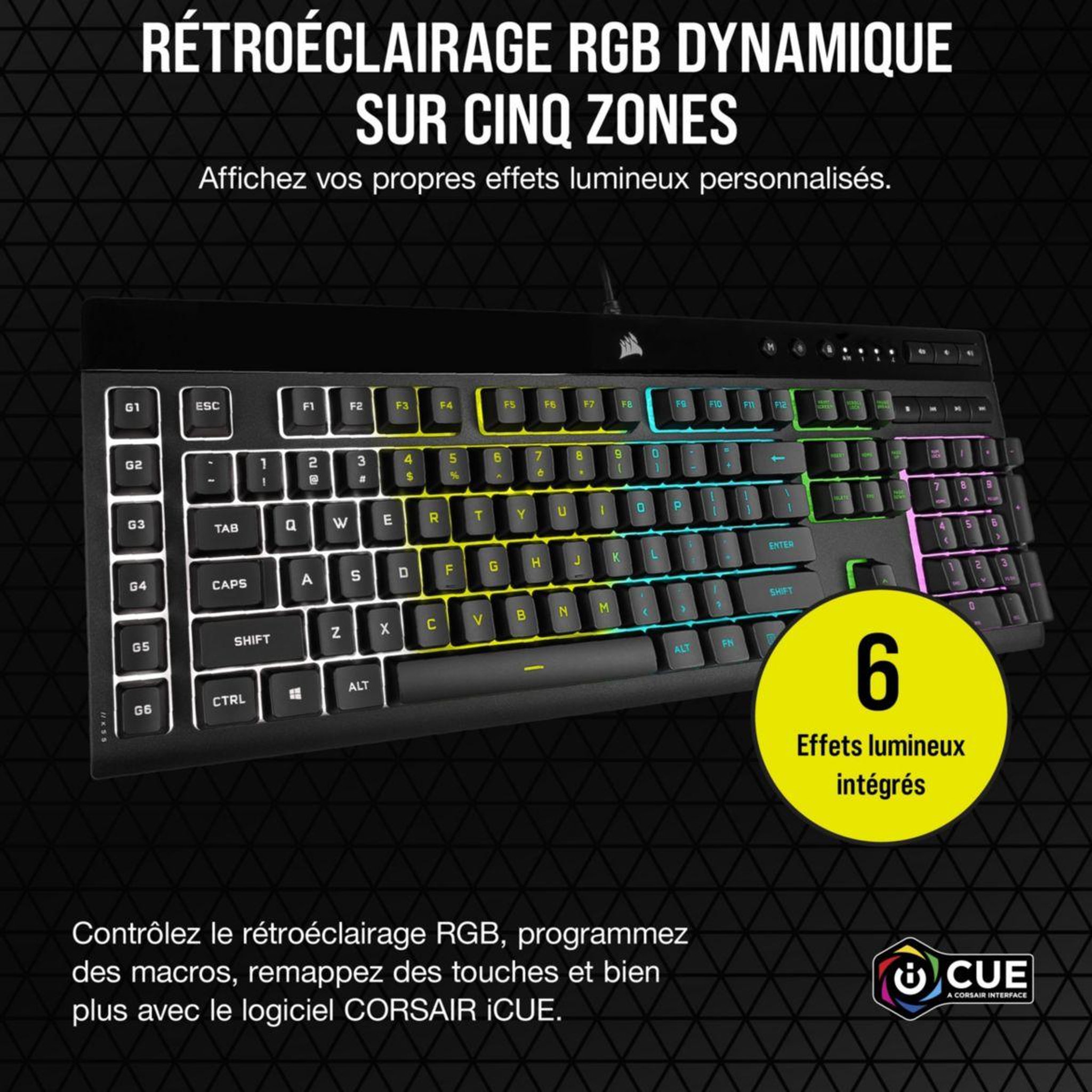 Voir la diapositive 4 : Corsair Clavier gamer k55 rgb pro