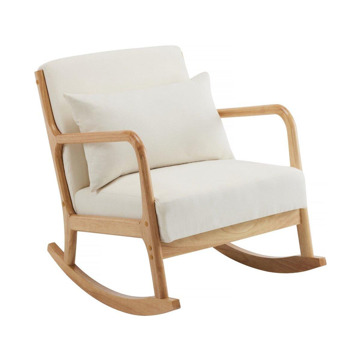 Habitat et Jardin Fauteuil à bascule style scandinave bouclette et bois   Clinton   - Beige