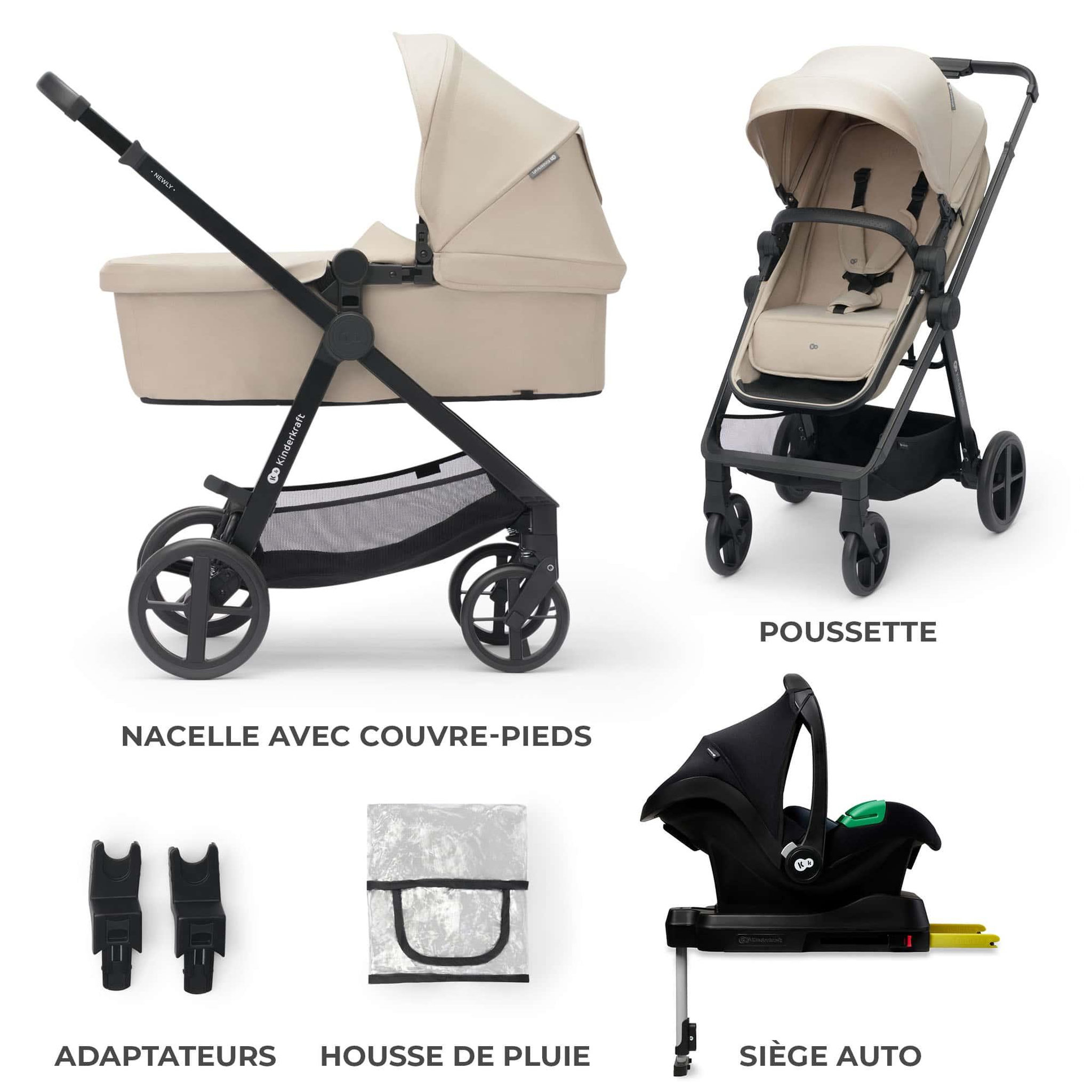 Voir la diapositive 2 : KINDERKRAFT Poussette 4en1 newly pratique et confortable