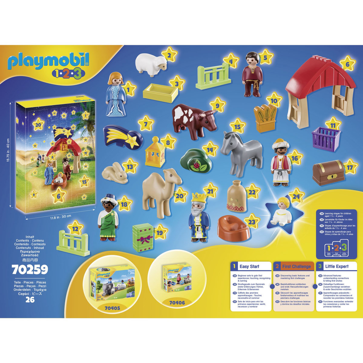PLAYMOBIL 70259 1.2.3 Calendrier de l'avent  - Animaux et mangeoire
