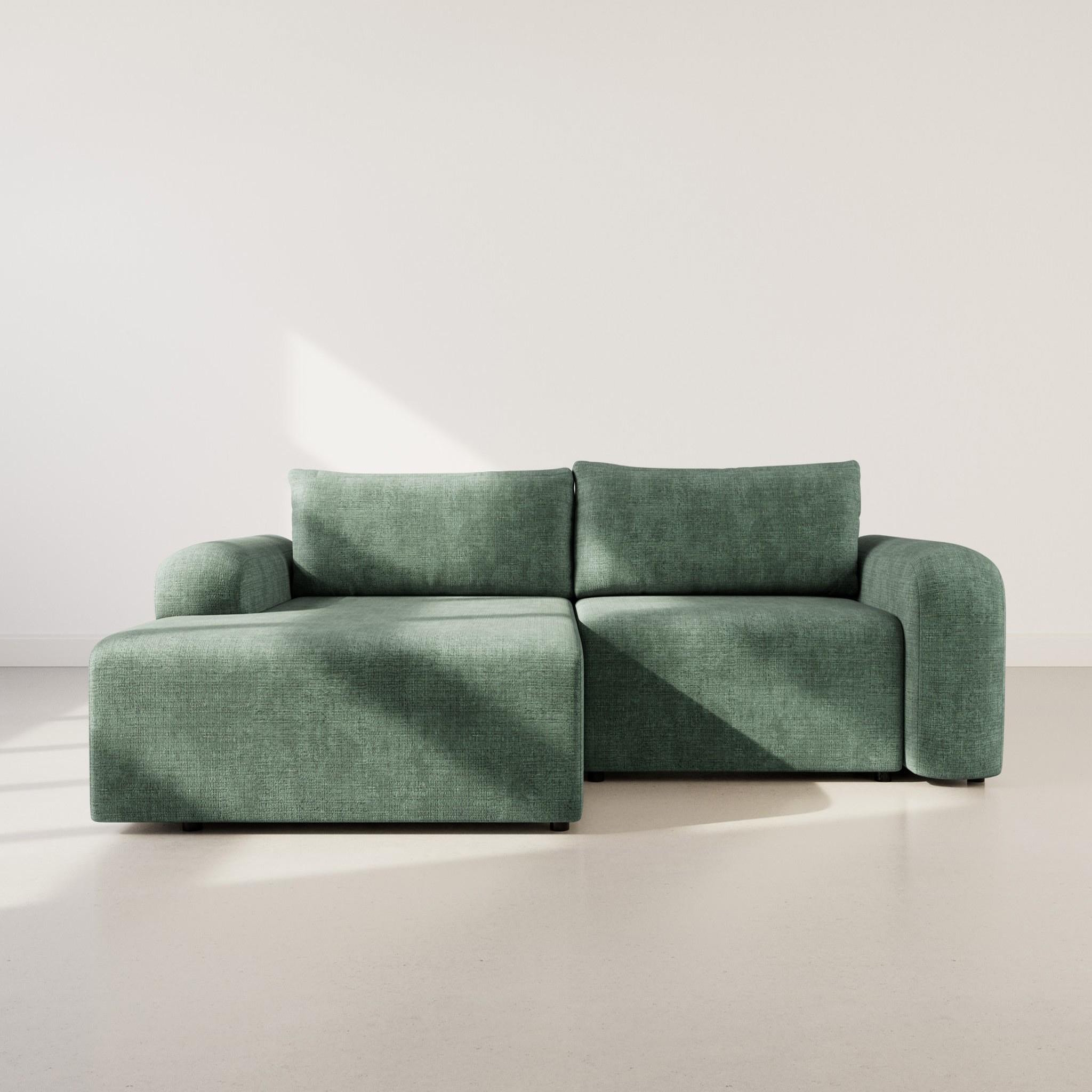 Voir la diapositive 5 : BEST MOBILIER Rebecca - canapé d'angle gauche 4 places convertible avec coffre en velours texturé