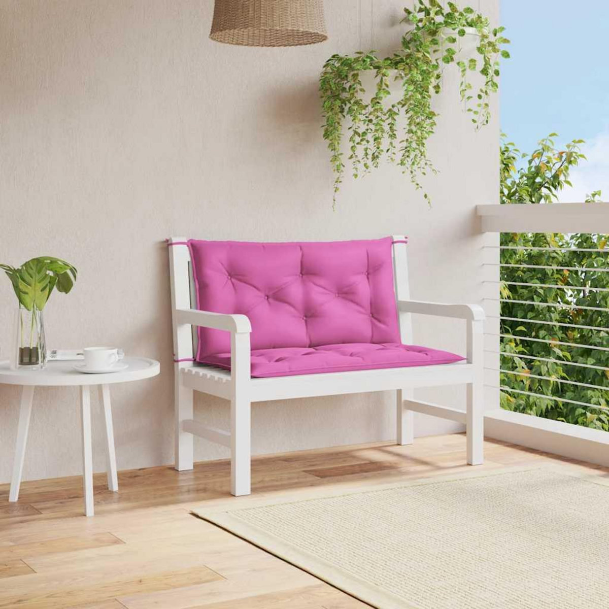 VIDAXL Coussins de banc de jardin lot de 2 rose 100x50x7 cm tissu