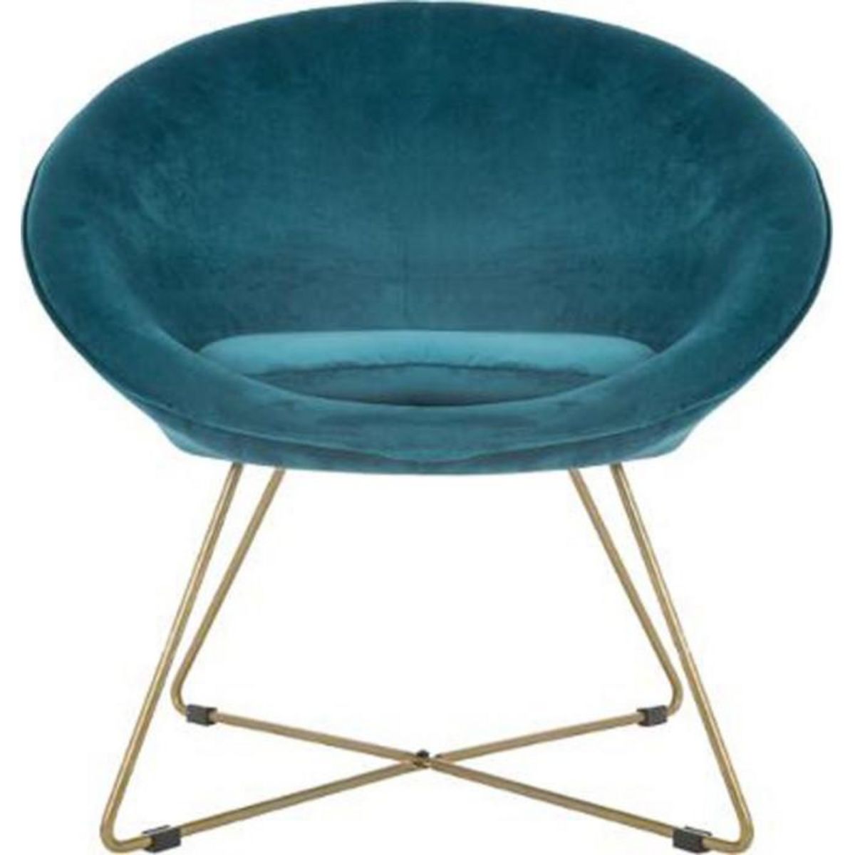 ATMOSPHERA Fauteuil Design en Velours  Gold Evan  76cm Bleu