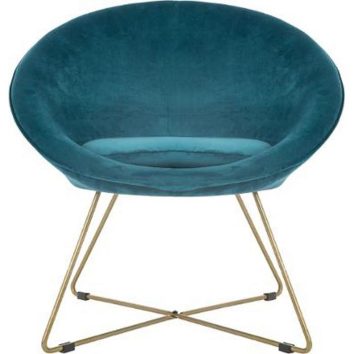 ATMOSPHERA Fauteuil Design en Velours  Gold Evan  76cm Bleu