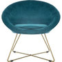Voir la diapositive 2 : ATMOSPHERA Fauteuil Design en Velours  Gold Evan  76cm Bleu