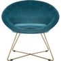 Voir la diapositive 2 : ATMOSPHERA Fauteuil Design en Velours  Gold Evan  76cm Bleu