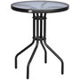 Voir la diapositive 1 : OUTSUNNY Table ronde bistro de jardin dim. Ø 60 x 70H cm métal époxy anticorrosion noir plateau verre trempé