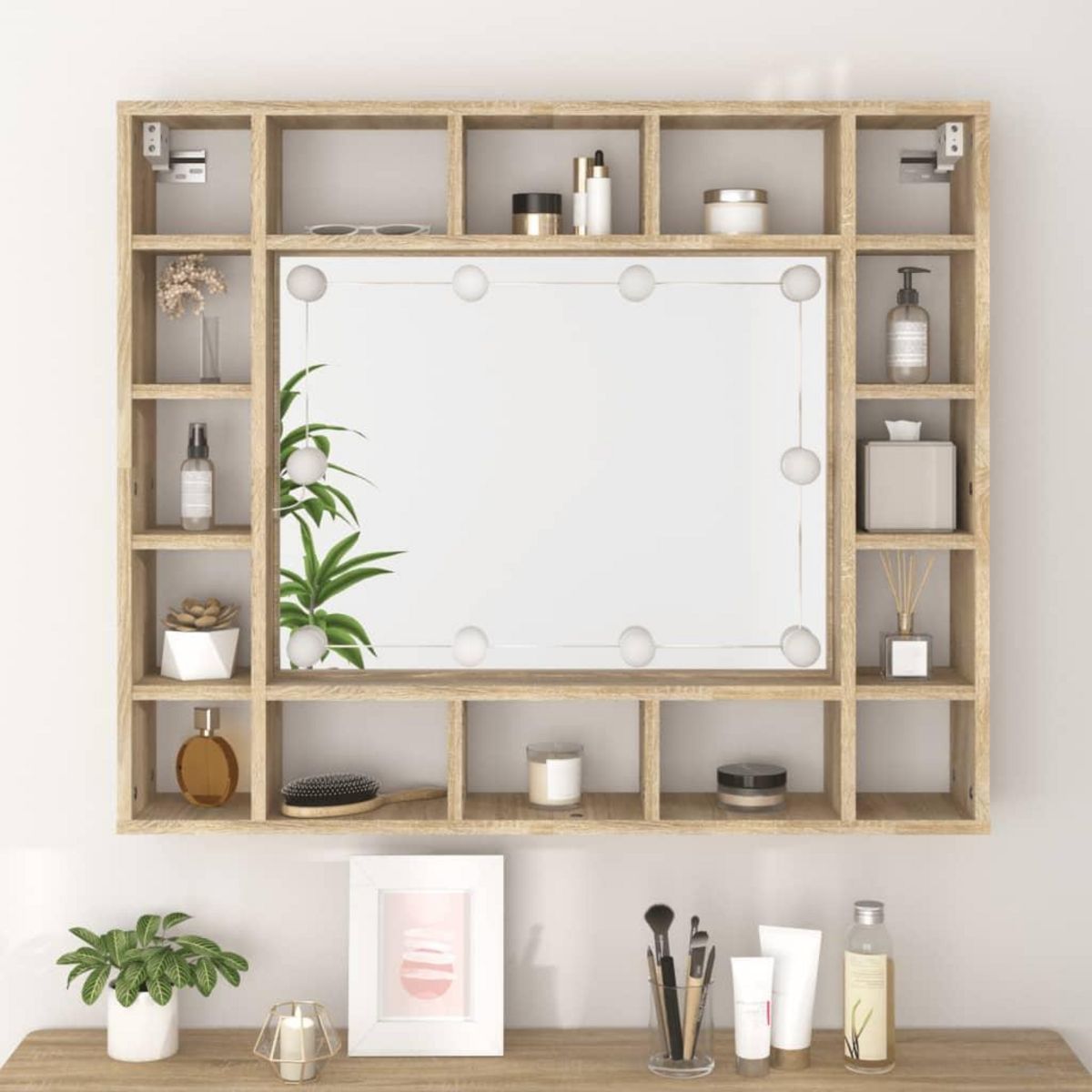 VIDAXL Armoire de miroir avec LED Chene sonoma 91x15x76,5 cm