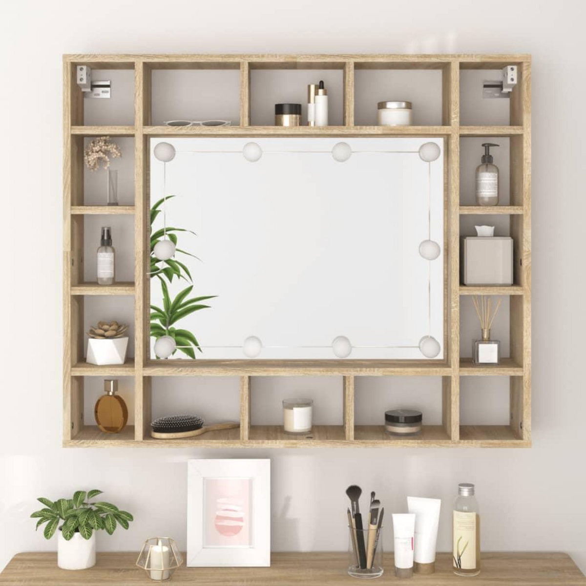 VIDAXL Armoire de miroir avec LED Chene sonoma 91x15x76,5 cm