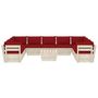 Voir la diapositive 3 : VIDAXL Salon de jardin palette 10 pcs avec coussins bois d'epicea