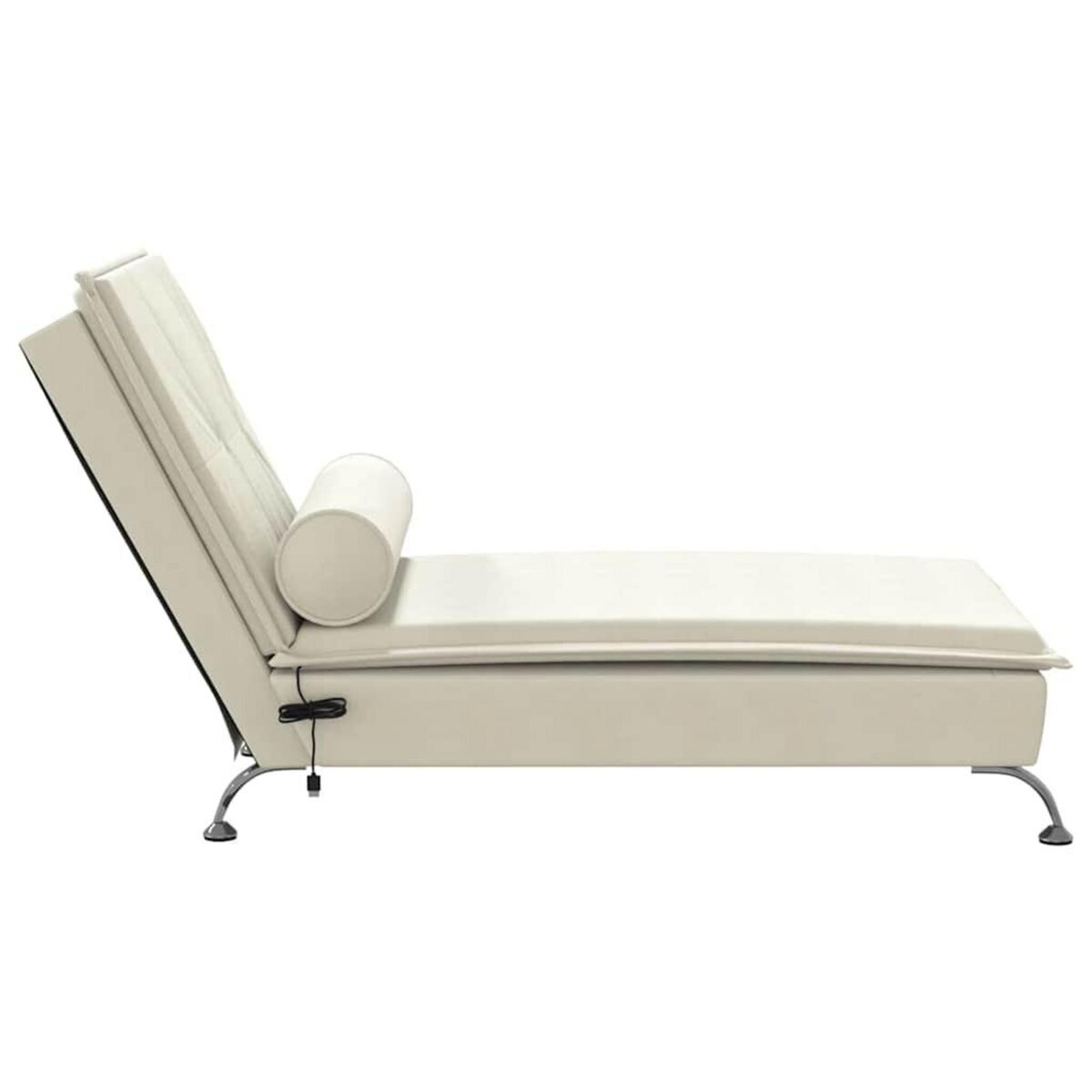 VIDAXL Chaise longue de massage avec traversin creme velours