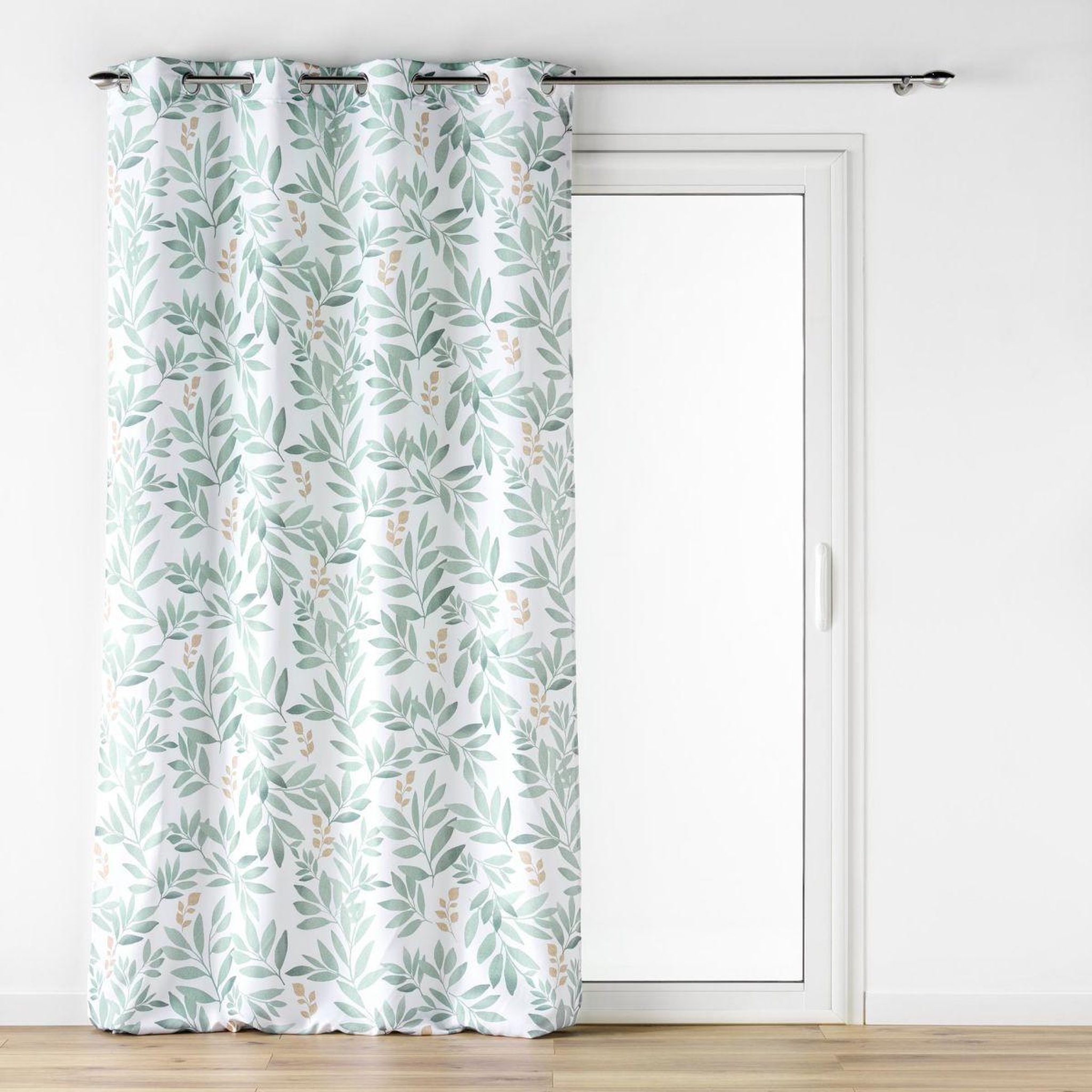 Douceur d'Intérieur Rideau à œillets imprimé  biovana  140x260cm vert & blanc